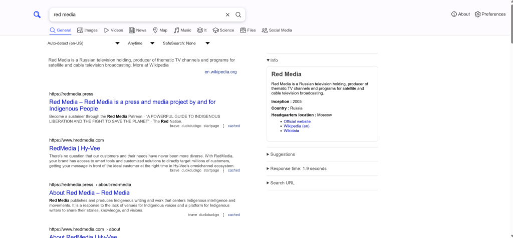 Interface of https://search.vexation.me