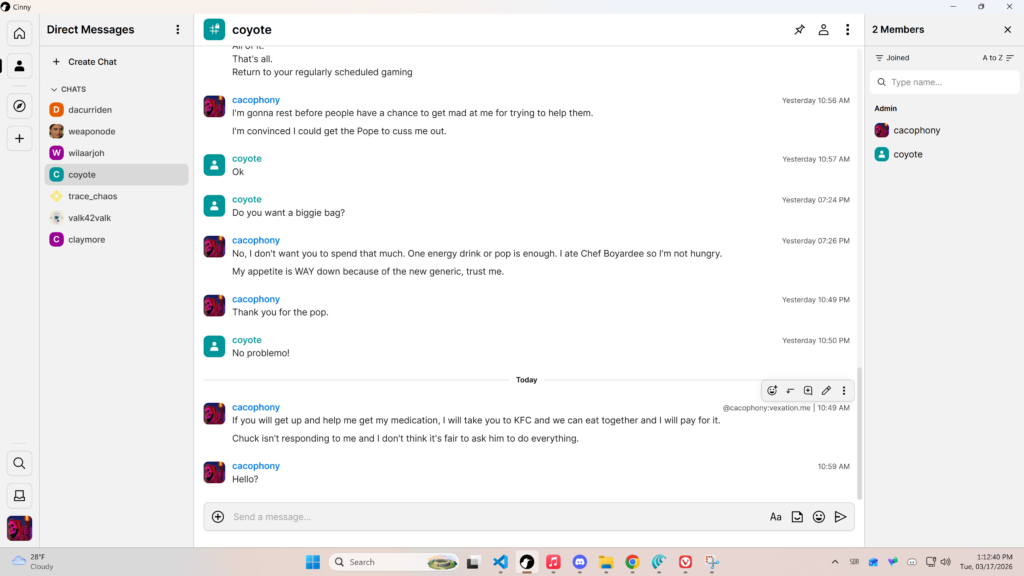 Interface of https://matrix.vexation.me