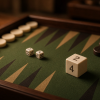 Why Backgammon Lets You Raise the Price of Losing A large ivory backgammon doubling cube showing 2 and 4 rests on a green-felt board among dark and pale checkers and ordinary dice, illuminated by warm side lighting; the unrolled cube represents the changing stakes of play.